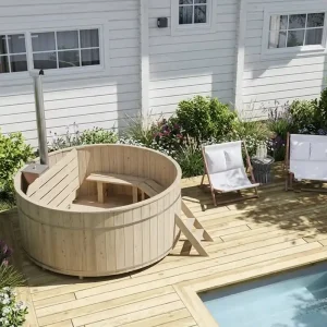 Hot Tub Ø 200 cm mit Edelstahl-Innenofen / Badebottich Sonderaktion